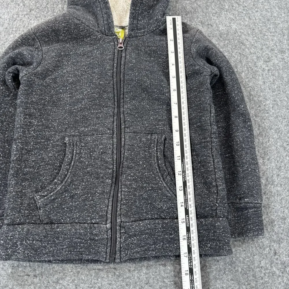 Nui Organics Youth Size 8Y Gray 100% Organic Cotton Full Zip Sherpa Hood Jacket